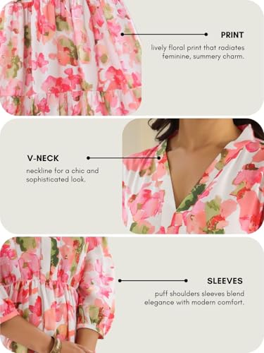 Image of Leriya Fashion Dress for Woman | Maxi Dress for Women Stylish | Women's Elegant A Line Dresses Summer Long Georgette with Floral Prints | Perfect Gaun Wear for Womens