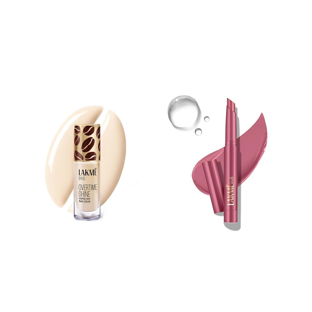 Lakme 9 to 5 Overtime Shine Nail Polish - Coffee Edit- 01- Vanilla Bean Latte 6ml Lakme 9 to 5 Forever Matte Lip Crayon, Moment Mauve 1.1g-picture-41
