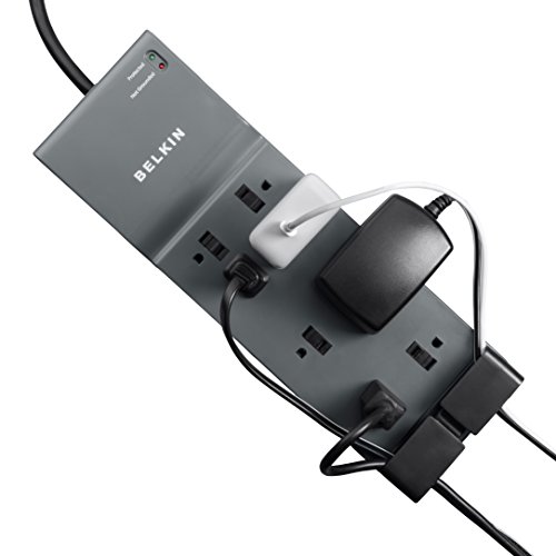 Belkin Power Strip Surge Protector With 8 Outlets, 6 Ft Long Flat Plug Heavy Duty Extension Cord + Overload Protection For Home, Office, Travel, Compuer Desktop & Phone Charging Brick (3,550 Joules) #TOP2