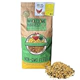 Non-GMO Whole Grain Layer Blend 16% - Chicken Feed for Laying Hens and Ducks - Includes Essential Oils, Herbs, Oyster Shells, Vital Minerals, and Omega 3, 25lb