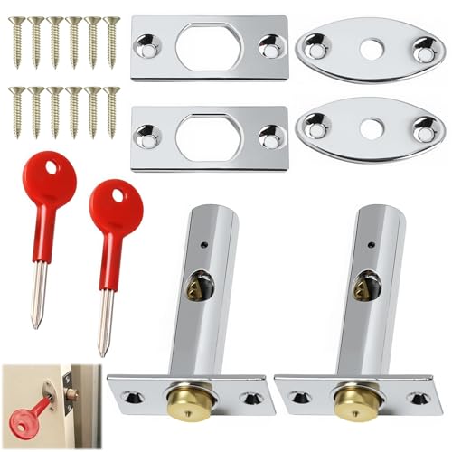 1 Set Mortice Door Bolt with Star Key, Stainless Steel Rack Bolt Security Lock with Screws, Anti-Theft Mortice Lock for Doors and Windows, Durable Concealed Door Bolt with Receiver Plate
