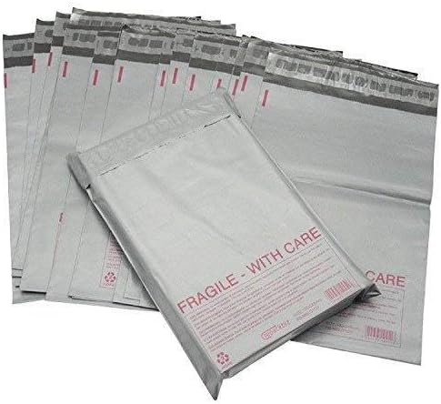 Heavy Duty Polythene Mailing Postal Mailer Bags Shipping Grey with Red Fragile(F3-220x340mm (8.66'' x 13.38''),100)
