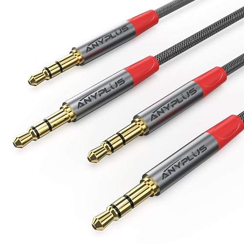 3.5mm Male to Male Audio Cable, 1M-(2pcs) Fish Wire Braided 1/8 TRS Aux Cable Compatible with Headphone Jack, Auxiliary Cord for iPhone, Home/Car Ster