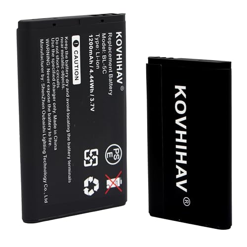 2 Pack BL-5C Battery 3.7V 1200mAh 4.44Wh Replacement Battery Compatible with BL-5C