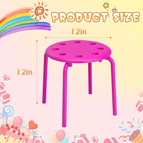 Image of VECELO 8-Piece Stacking Stools for Classroom, 12 Inch Height, Decoration Flexible Seating for Schools, Pink