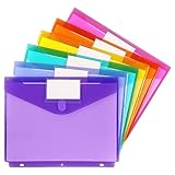 Tamaki 6 Pack Binder Pocket, Plastic Folders with Label, Binder Organizer, Binder Dividers with Pockets, Letter Size, Assorted Colors