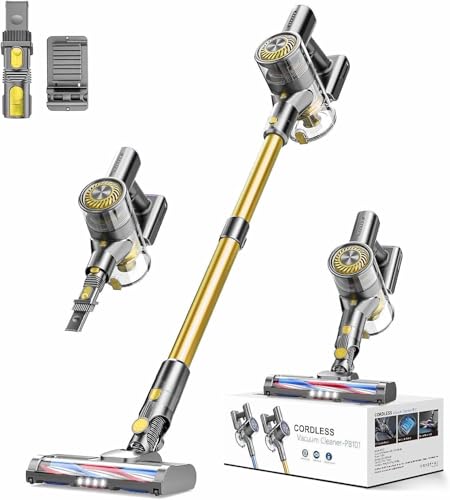 Image of MBTTODF Cordless Vacuum Cleaner, Stick Vacuum Cordless Rechargeable with Power Suction, Up to 40-Min Runtime, Lightweight Vacuum Cleaners for Home, Hardwood Floor,Pet Hair,Carpets,Tile(Golden)