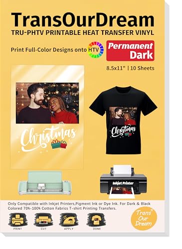 TransOurDream Tru-PHTV Printable Heat Transfer Vinyl for T Shirts (10...