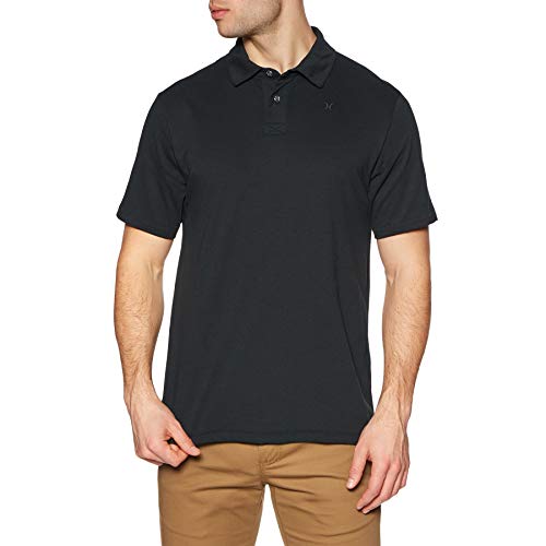 Hurley Men's Harvey Short Sleeve Polo with Nike Dri-Fit, Black, L