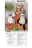Simplicity Sewing Pattern 8821 - Use to Make - 15 Inch Stuffed Animals - Sloth, Panda, Koala