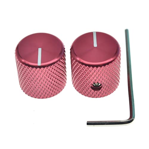 KAISH Set of 2 Aluminium Metal Flat Top Guitar Bass Knobs Guitar Volume/Tone Control 1/4