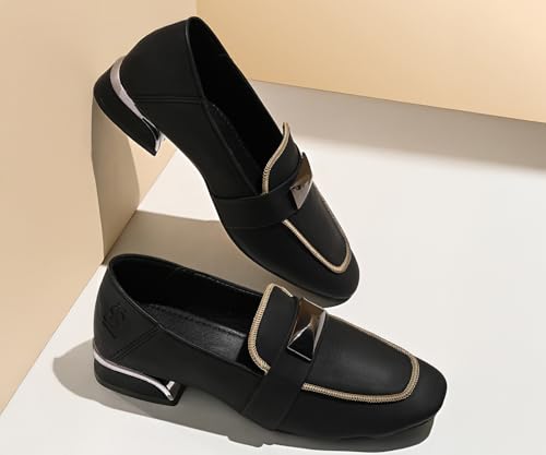 Image of LOUIS STITCH Women's Elegant Wedge Heel Moccasins | Slip-On with Designer Buckle | Comfort Shoes for Casual & Office Wear | LSLD-BH-MCP