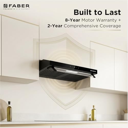 Image of Faber Ruby Ductless 60cm 1000m /hr Baffle Filter Chimney | LED Lighting | Touch Control | 8 Yr Motor, 2 Yr Comprehensive Warranty by Faber | HOOD RUBY TC BK IN 60