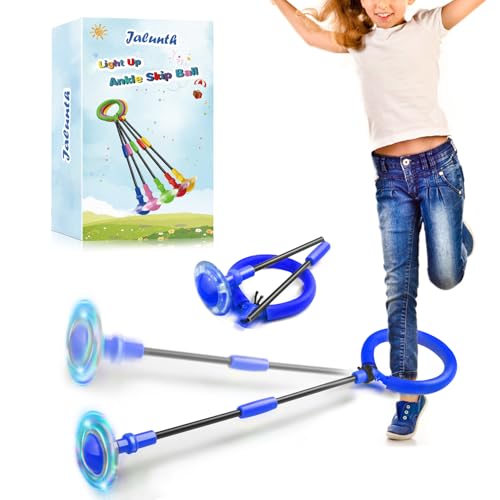 Jalunth Springring Fußkreisel Swing Wheel Outdoor Draußen Garten Draussen Blinkt Skip Ball Spielzeug Spiele Kinder Erwachsene Junge Mädchen 5 6 7 8 9 10 11 12 13 Jahre Kindertag Geschenk mit Lichtrad