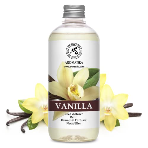 Vanilla Diffuser Refill W/Natural Essential Vanilla Oil 17 Fl Oz - Intensive - Fresh & Long Lasting Fragrance - Reed Diffuser Oil - Best For Aromatherapy - Spa - Home - Office - Fitness Club #TOP1