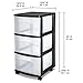 Sterilite 2 Pack Plastic Storage Organizer, 3 Drawer Rolling Bin Cart, Closet Organization, Black