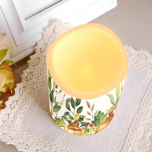 Ystardream Squirrel Pumpkin Flameless Candles Set of 4 Christmas Thanksgiving Candles Flickering LED Candles Plastic Moving Candle with Remote Color Changing & Timer Fall Outdoor Decorations by Ystardream - Used condition - Image 6