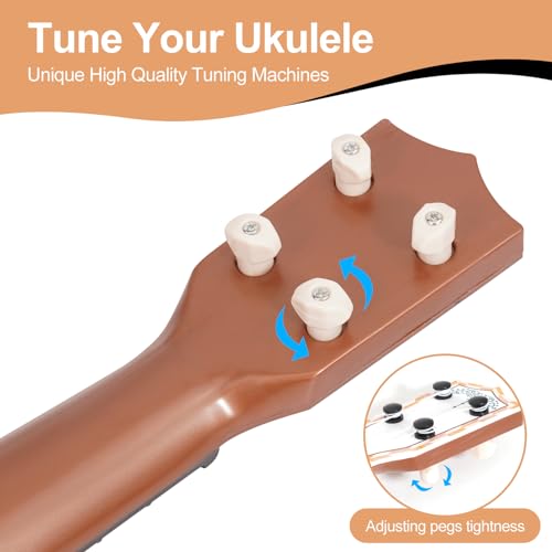Raimy 17in Ukulele Guitar for Kids - 4 String Mini Learning Instruments Educational Musical Toy for Beginner Toddler Gifts for Age 3 4 5 6 7 8 9 Years Boys Girls Baby Children (White) - Thumbnail 4