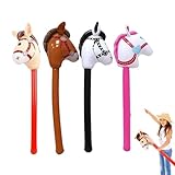 Bastones inflables de cabeza de caballo, 4 unidades de 95 cm, caballo de estaca para niños, globos inflables para niños y niñas, caballos temáticos para decoración de fiestas