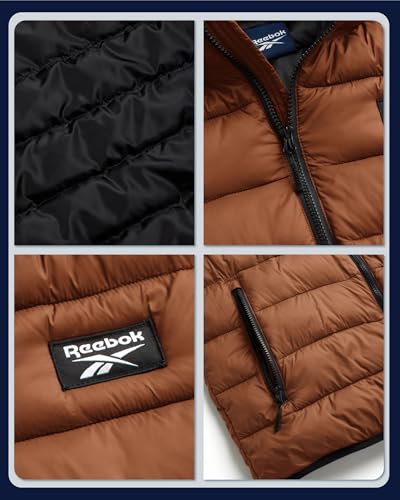 Image of Reebok Mens Puffer Jacket - Lightweight Quilted Glacier Shield Plus Size Puffer Jackets for Men - Insulated Mens Winter Coats