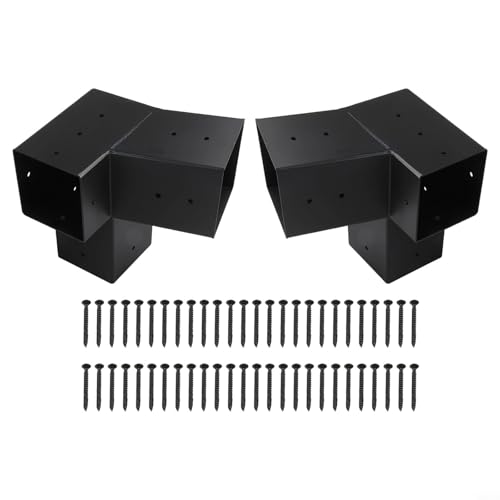 Hoppipola Soporte de pared, para pérgola con techo inclinado, acero negro, para postes de 4 x 4 pulgadas (3,5 x 3,5 pulgadas), incluye material de fijación (izquierda de 15° + derecha 15°)