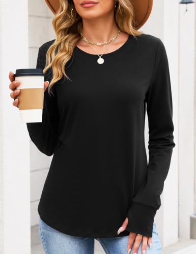 JUSTFASHIONNOW Womens Cotton Long Sleeve Shirts with Thumb Holes Tunic Tops - image 3