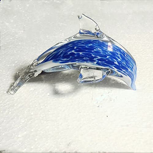 Estatuilla de Cristal de delfín Azul de Arte esmaltado de Colores pisapapeles de Vidrio soplado Hecho a Mano Regalo para cumpleaños decoración del hogar Adorno de Mesa Cover
