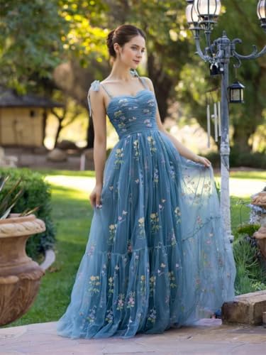 Prom Dresses for Women's Flower Embroidery Tulle Elegant 2025 Homecoming Evening Cocktail Party Formal Ball Gowns3