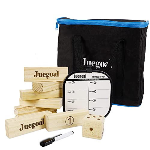 Juegoal 54 Piece Giant Tumble Tower, Wooden Block Game With Gameboard, Canvas Bag For Outdoor Yard Playing,7.1 X 7.2 X 25.2 Inches #TOP6