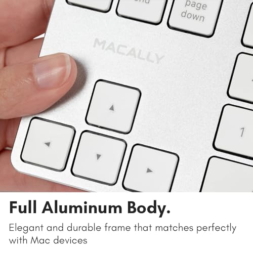 Macally Bluetooth Number Pad for Laptop - Rechargeable Wireless Numeric Keypad - Slim 35 Key Wireless Number Pad for Data Entry, 10 Key Numpad Compatible with Mac, MacBook, iPad, PC Desktop, Windows