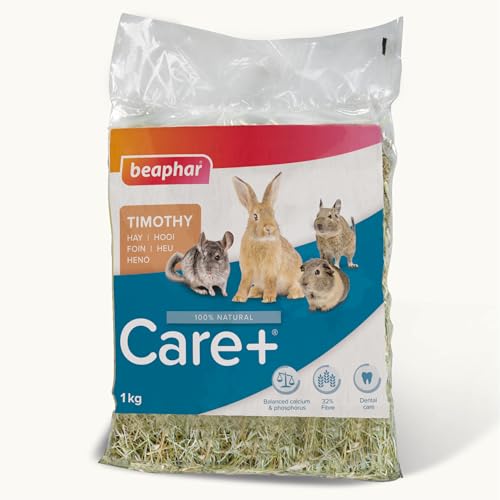 Beaphar - Care+ - Heno Timothy para Conejos y roedores - Rico en Fibra- Ayuda al Desgaste Natural de los Dientes- Buena digestión y Óptima proporción de Calcio y fósforo - 1kg