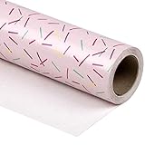 WRAPAHOLIC 30 Inch Pink Wrapping Paper Roll - Pink Color with Colorful Line Segment Print for Birthday, Holiday, Wedding, Baby Shower Wrap - 30 inch x 33 feet
