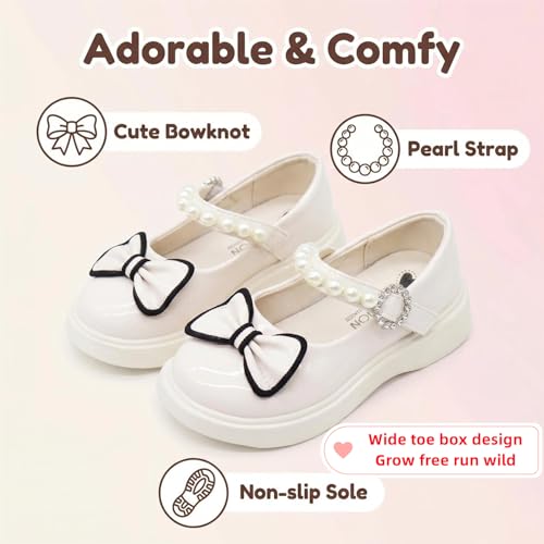 Image of Girls Mary Janes Shoes Toddler Dress Shoe School Uniform Oxford Flats | Elegance Comfort Cute Sweet Functional Sturdy Fit Widen Soft cushioned Non-slip Party Wedding Christmas Easter Gifts