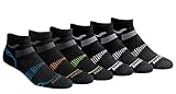 Saucony Men's Standard RunDry Mesh Ventilating Comfort Fit Performance Quarter Socks (6, 12 Pairs) Fashion Black (6 Pairs) Large
