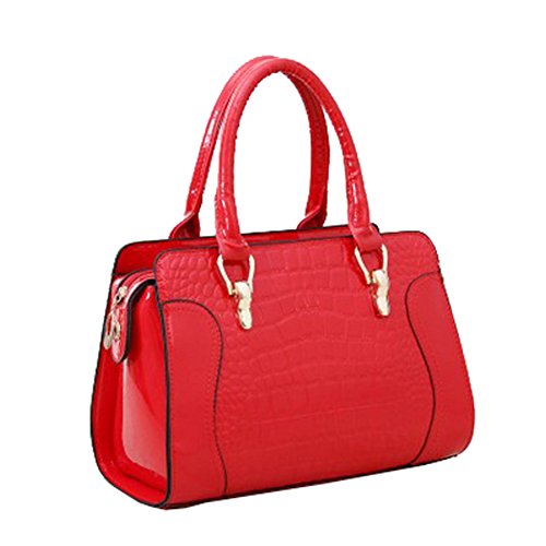 Sac à bandoulière femme en cuir verni effet crocodile chic