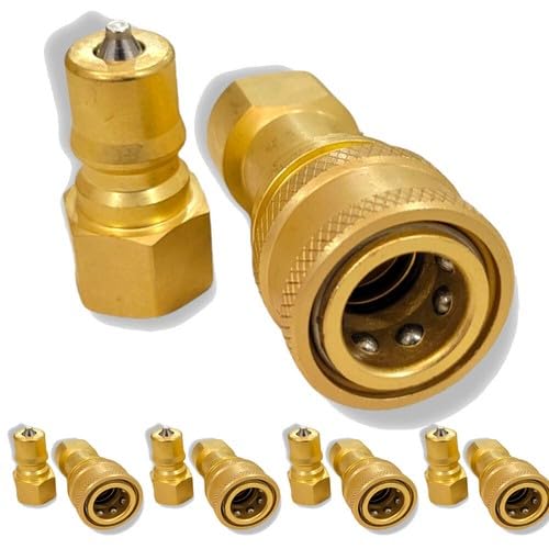 5 set di accoppiatori a sgancio rapido in ottone da 0,6 cm con otturatore in acciaio inossidabile e doppia guarnizione O-Ring per la pulizia di tappeti e tubi flessibili