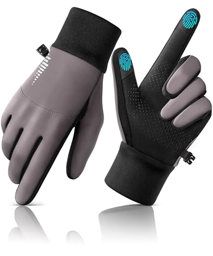 rivmount Water-Resistant Winter Gloves with Touch Screen/Windproof/Warm, Thermal Glove Suit for Women Men Cold Weather Running, Cycling, Hiking, Bike, Ski, Snow, Driving, Work, Outdoor (Gray, 2XL)