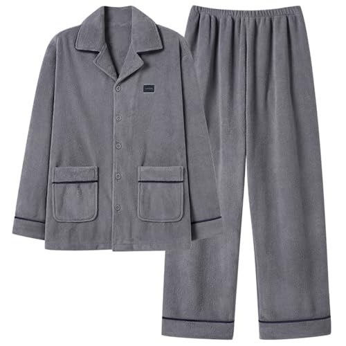 Pyjama homme en polaire chaud ensemble loungewear doux deux pièces pour hiver