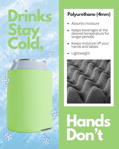 image for PartyPrints 25 Pack Lime Green Blank Can Cooler Sleeves, Customizable 