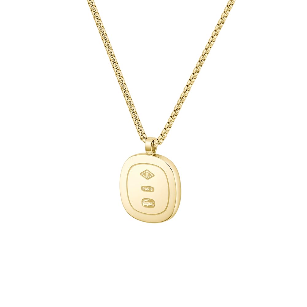 Lacoste Collier pour Homme Collection VIGOR en Acier inoxidable et Couleur Or Jaune