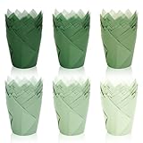 FYSUIMU 180Pcs Sage Green Tulip Cupcake Liners Gradient Green Muffin Baking Cups Cupcake Wrappers for Wedding Bridal Shower Spring Holiday Party Supplies