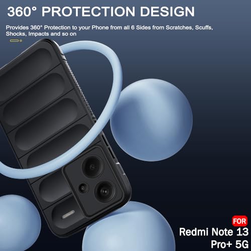 Image of TheGiftKart Liquid Silicon Back Cover Case for Mi Redmi Note 13 Pro Plus 5G | Shockproof Military Grade Protection | Micro-Fibre Cloth On Inner Side | Built-in Anti-Slip Grip Back Cover (TPU, Black)