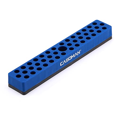 CASOMAN 1/4' Hex Bit Organizer with Magnetic Base - Blue, 43 Hole Bit Organizer...