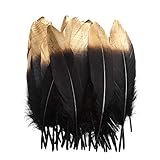 Size: Feather length opprox. 6-8inches(15-20cm), pack of 50pcs Material: Feathers are purely natural, so each feather may slightly vary in shape and size Dipped Goose Feathers: Colorful feathers surface hand painted with blinking gold or silver Any O...