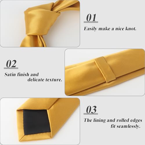 Image of Landisun Black Tie Men Women Solid Skinny Ties Slim Ties Satin Tie