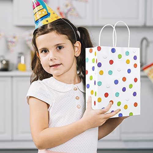 Image of BLEWINDZ 32Pcs Rainbow Small Gift Bags Bulk with 32Pcs Tissue Paper - Colorful Polka Dots Goodie Bags with Handles for Party Favors, Kids Birthday, Baby Shower, Wedding, Shoppings