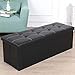 BAKAJI Cassapanca Pouf Contenitore Poggiapiedi per Camera da Letto Panca Sgabello Struttura Pieghevole Rivestimento in Eco Pelle Seduta Rimovibile Imbottita Dimensione 40 x 114 cm (Nero)
