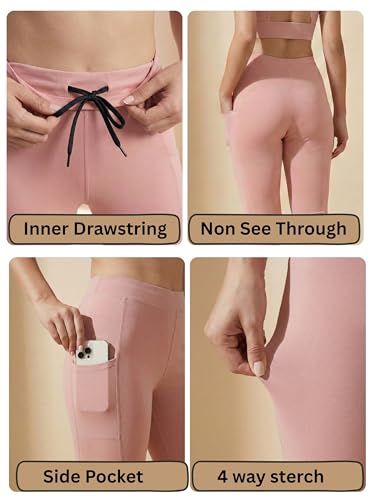 Image of BLINKIN Women's 3 /4 Gym Wear Tights for Women with Side Pockets : Perfect for Active Wear, Yoga & Workout - The Ultimate Gym Pants for Woman & Girls (015)
