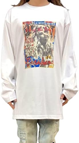 Amazon ビッグ オーバーサイズ 2xl 3xl 4xl 5xl ビッグ ホワイト Tシャツ セクシー アメリカン ポップ ロック コラージュ アート ストリート ファッション コーディネート Tシャツ カットソー 通販
