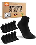 sockenkauf24 10 Pares Calcetines Diabéticos Cortos Hombre Mujer sin Elástico y sin Costuras con Cintura de Confort Algodón Negro 39-42